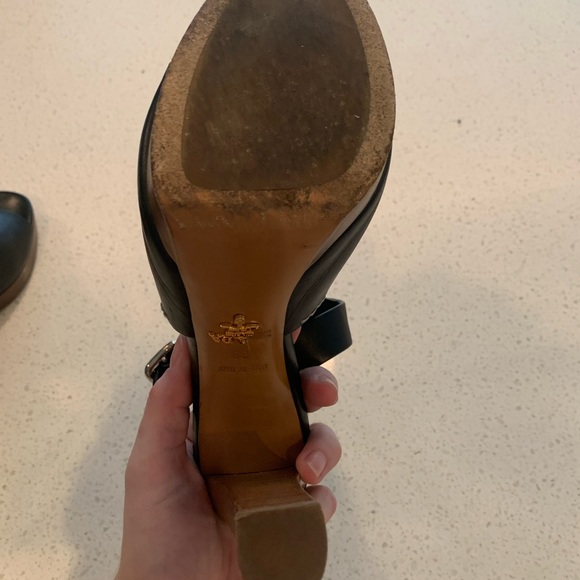 Prada Black Leather Wooden Block Heel - Picture 13 of 14